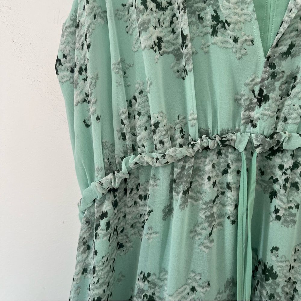 Massimo Dutti Mint Green Floral Maxi Dress 6 Boho Tiered Sleeveless Cottagecore - Picture 9 of 15